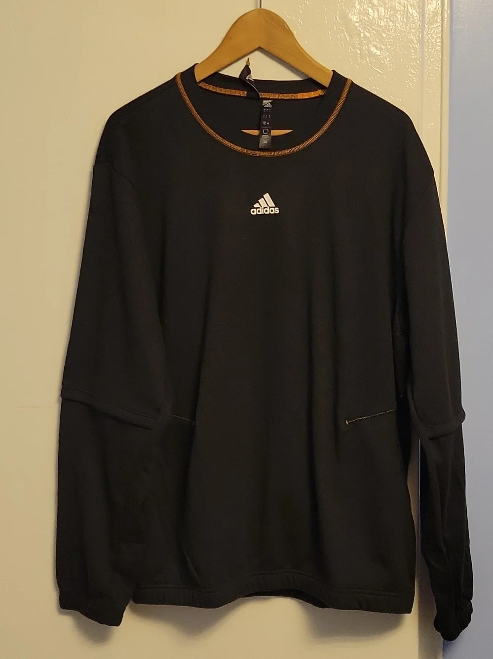 adidas Black Crewneck Sweatshirt with Orange Stitch Accents
